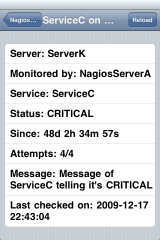 Nagios4iPhone service details