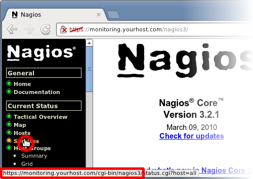 Where to find proper URL on Nagios